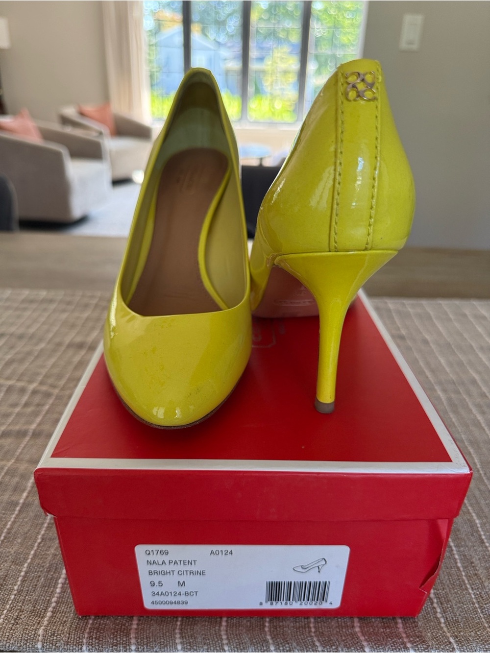 Coach Patent Pointed-Toe Pumps in Bright Citrine